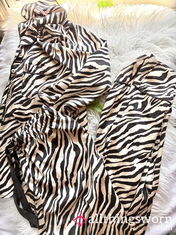 Victoria’s Secret Satin Zebra Print Pajama Set (XS)