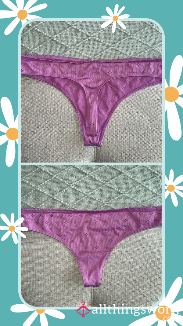 Victoria's Secret - Seamless Purple Thong With Eyelet Detail