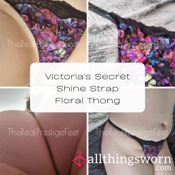 Victoria's Secret Shine Strap Flor*l Thong | Size XL | 2 Days Wear | Includes Pics & Premade Video | See Photos For More Info - From £30.00 + P&P