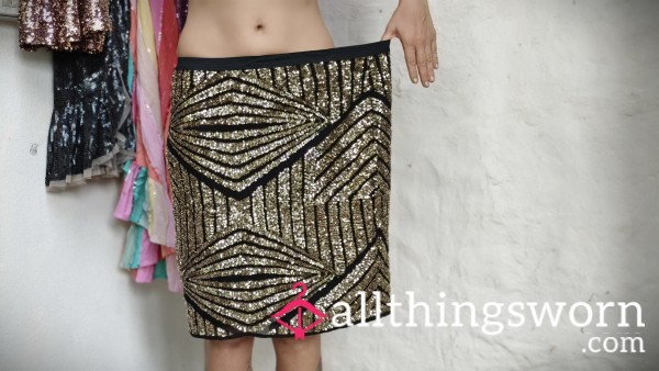 Vintage Black And Gold Mini Skirt