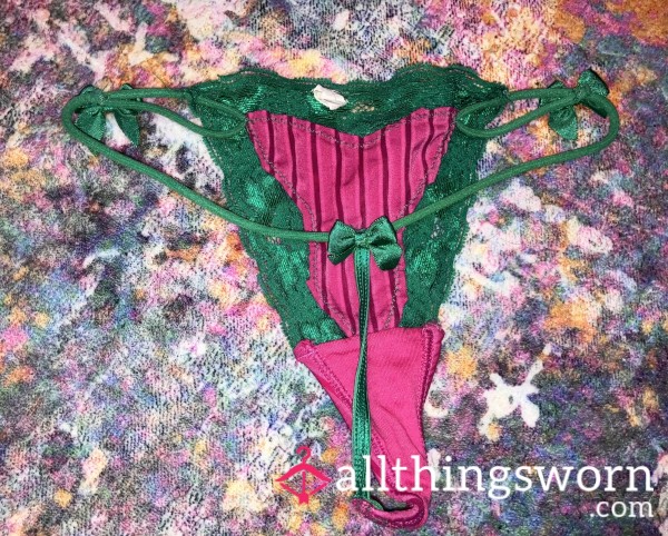 Vintage Pink & Green Lace G String