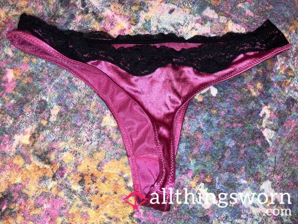 Vintage Pink Satin Thong
