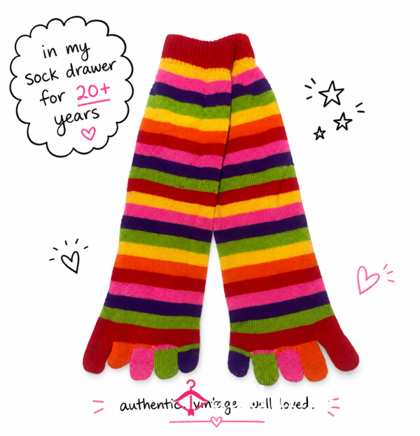 Vintage Rainbow Toe Sock Tease 🌈🧦