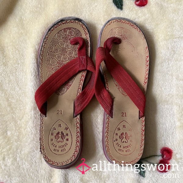 Vintage Red Flip Flops (My Mum’s!) ❤️ Worn For God Knows How Many Years…