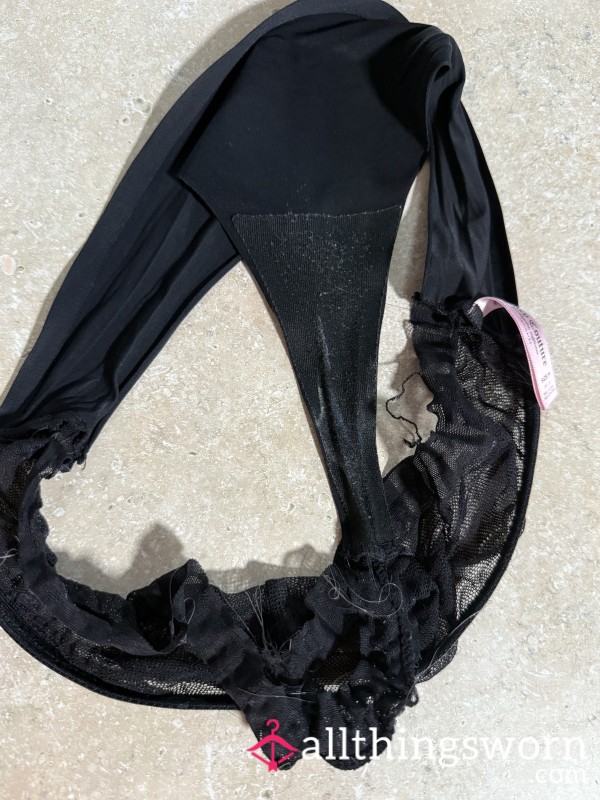 Volleyball Tournament & Gym Worn Juicy Couture Thong – Black Lace, Medium, And Mouthwatering