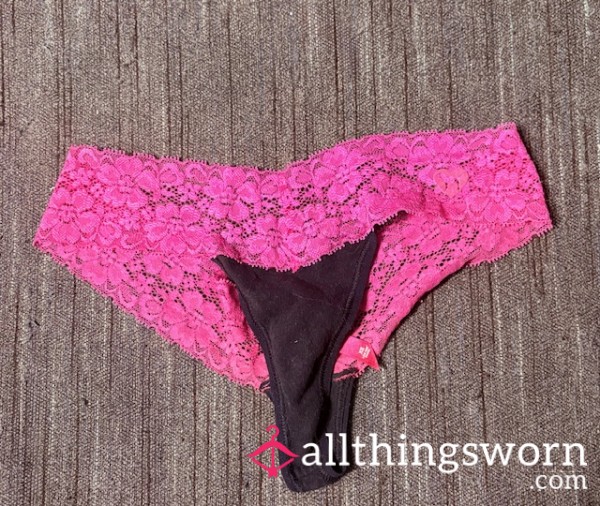 VS Black/pink Thong 24 Hr Petite Redhead Worn