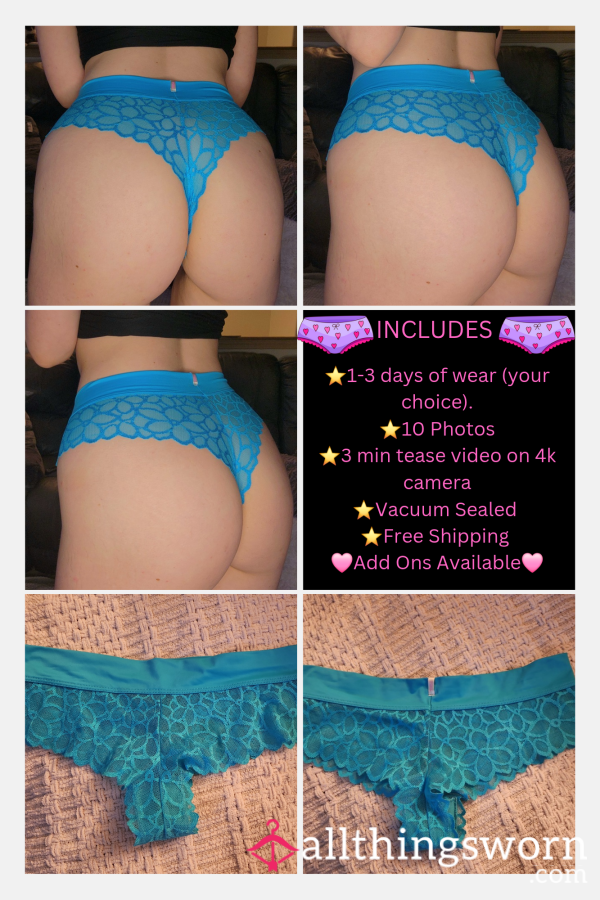 VS Blue Lace Cheeky Cotton Gusset
