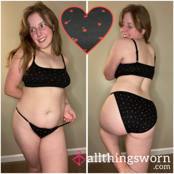 🍒❤️VS Cherry Heart Print Bra And Panty Set❤️🍒