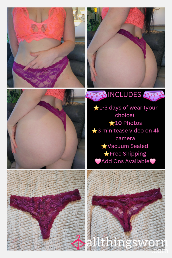 VS Dark Purple Lace Thong
