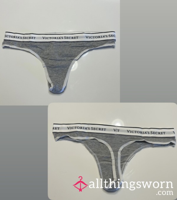 VS Grey Cotton Logo Thong
