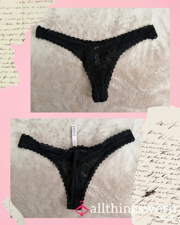VS Lace Black Thong