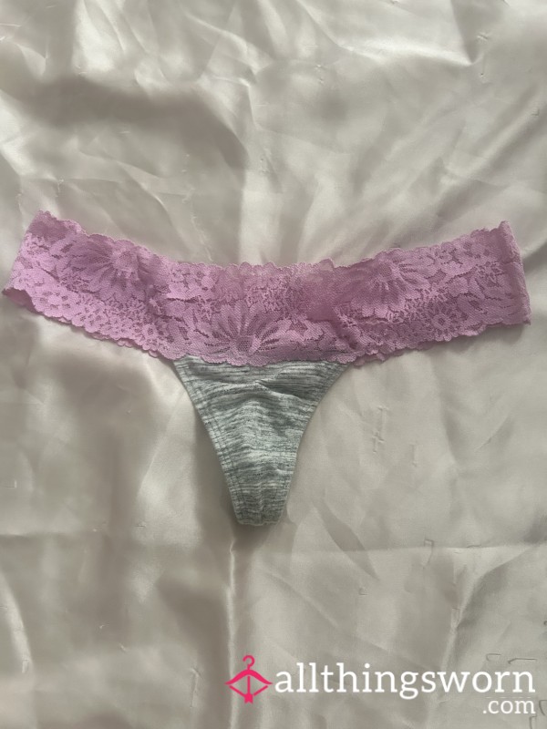 VS Lace Grey Thong