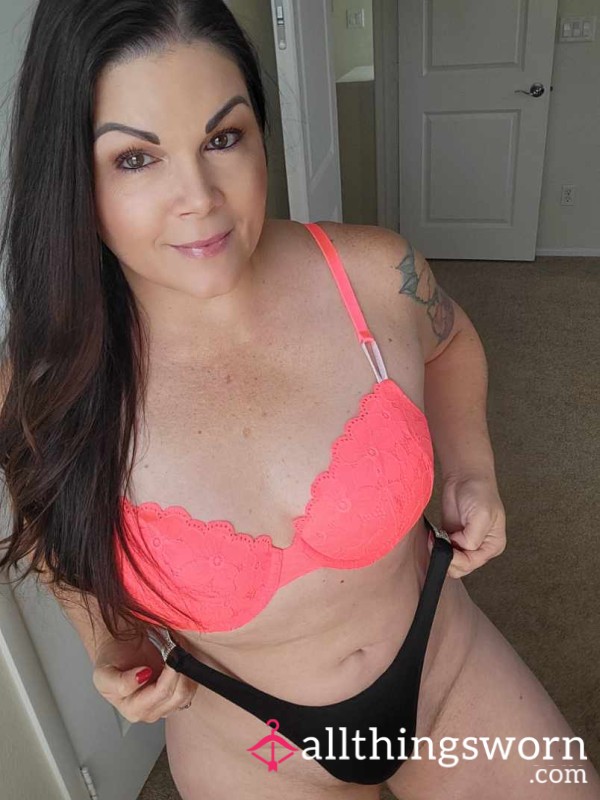 VS Neon Orange Lace Bra