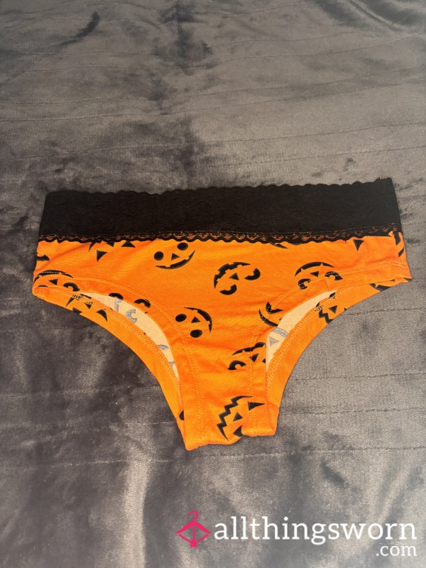 VS Orange Bikini Panties With Pumpkin Faces