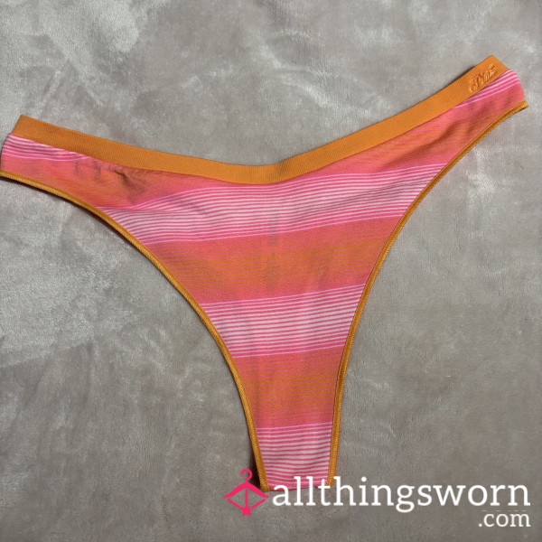 VS Orange & Pink Striped Thong 🧡