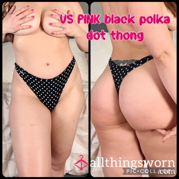 VS PINK Black Polka Dot Thong