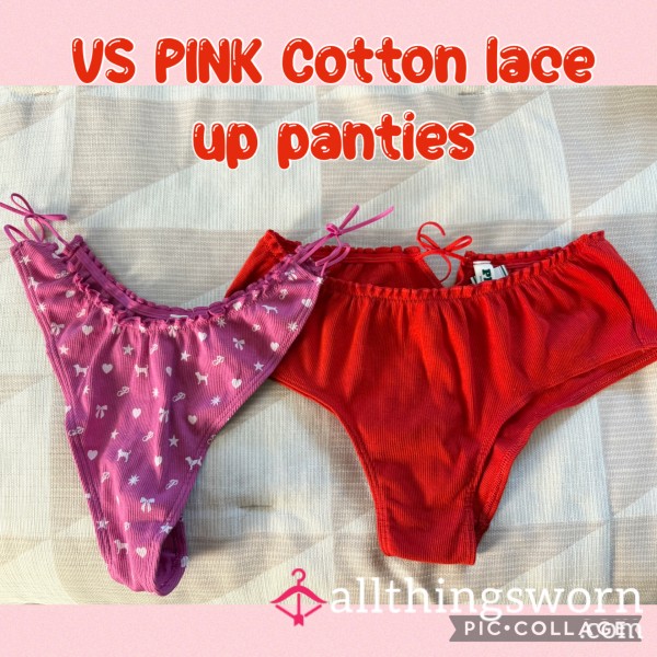 VS PINK Cotton Blend Lace Up Panties