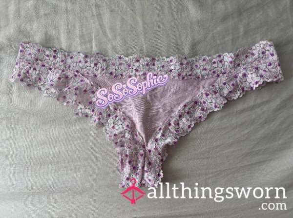 VS PINK Purple Polka Dotted Cheeky/ Thong