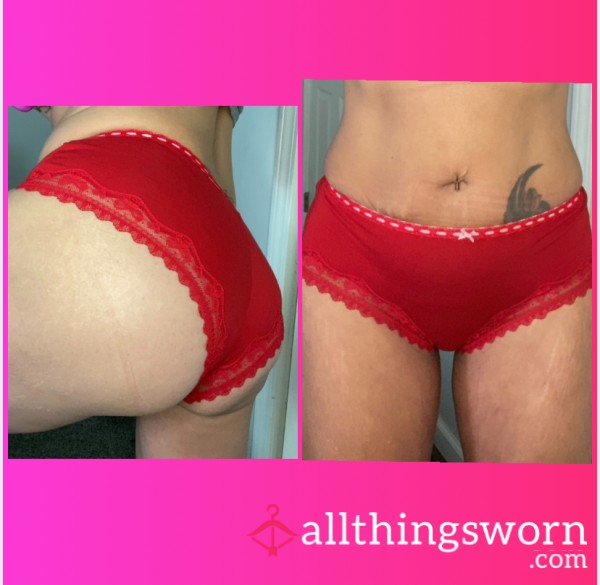 VS PINK  Red “ Cheeky” Cotton Panties