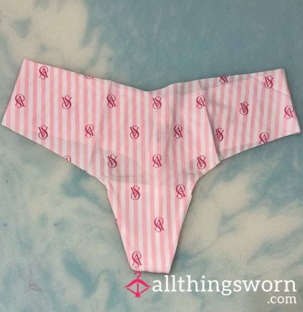 VS Pink Stripe Seamless Thong 👛
