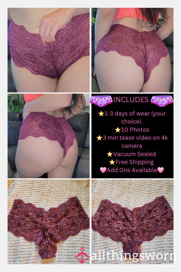 VS Purple Lace Cheeky Panty Cotton Gusset