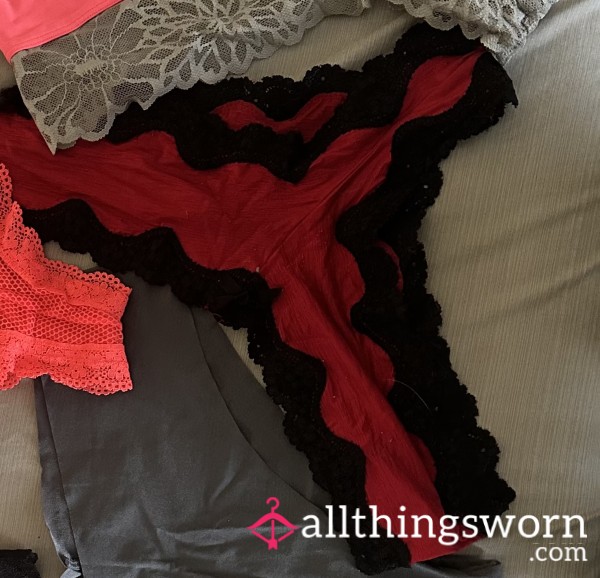 VS Red Cheeky With Black Lace