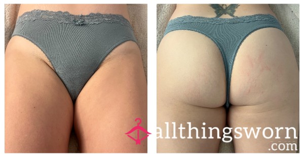 Blue VS Cotton Thong - With 48 Hours Of Wear And Shipping