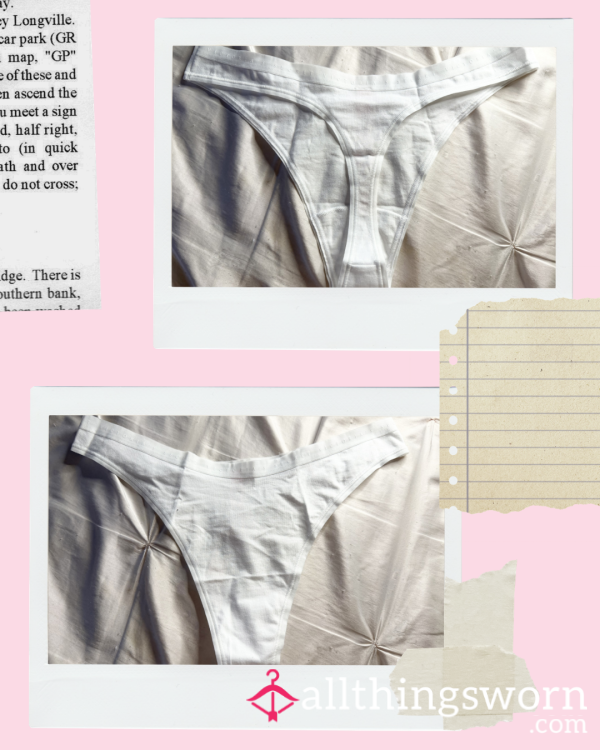 VS White Cotton Thong