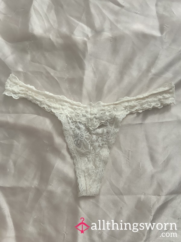 VS White Lace Thong