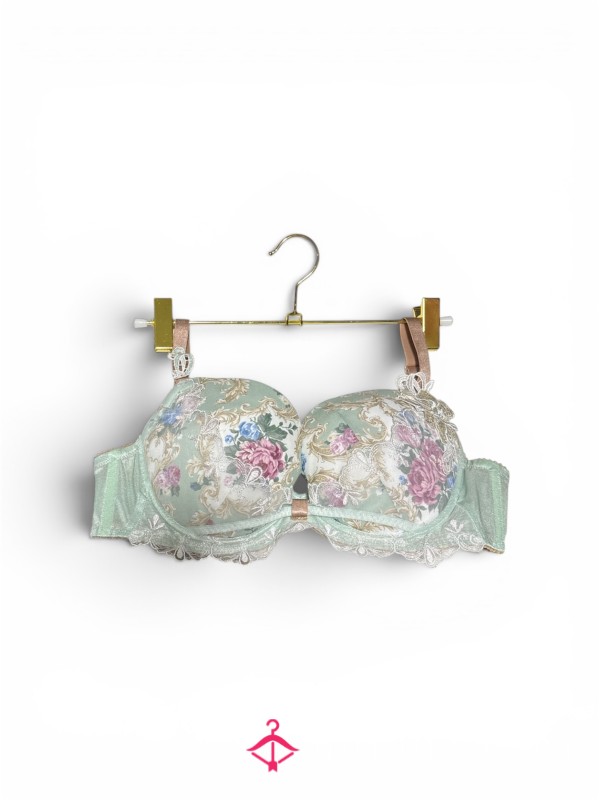 🌿 Wacoal Japanese Brand Parfage — Mint Flor*l Set (Bra + Tanga)