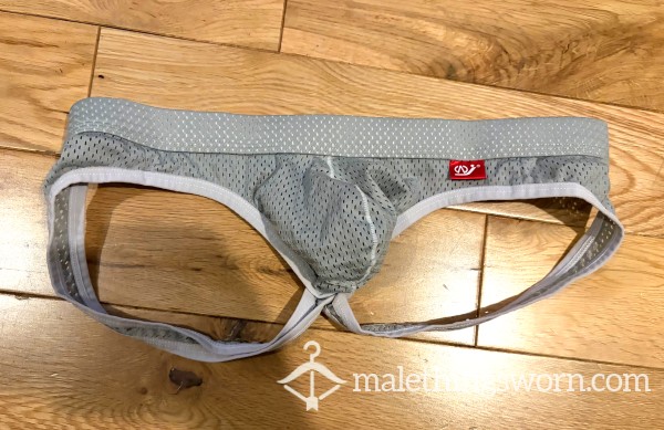 WangJiang Men's Grey Fine Mesh Microfiber Jockstrap (L) Ready To Be Customised For You!