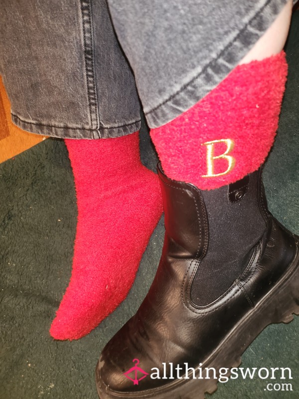 Want Something More Personal? Red Fluffy Socks