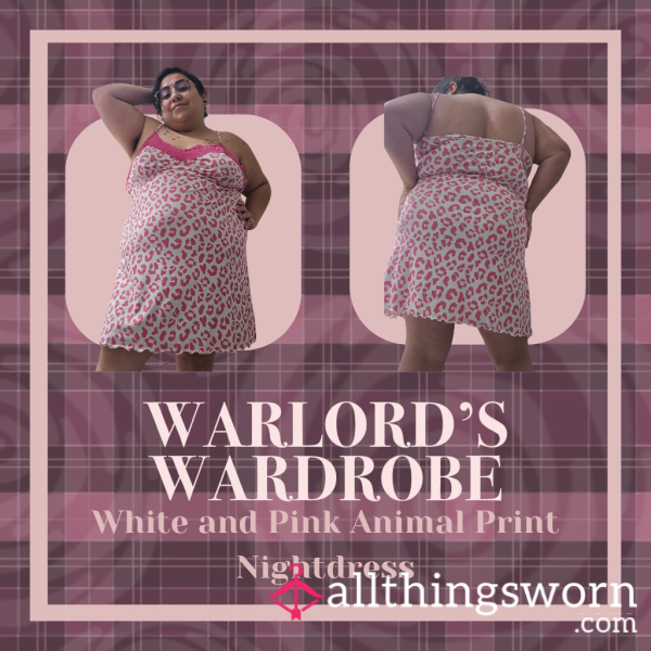 Warlord's Wardrobe - White And Pink Animal Print Nightdress