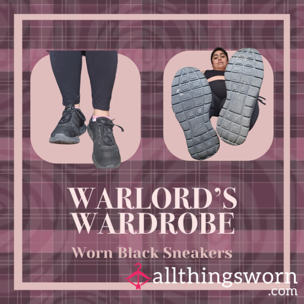 Warlord's Wardrobe: Worn Black Sneakers Sz 7