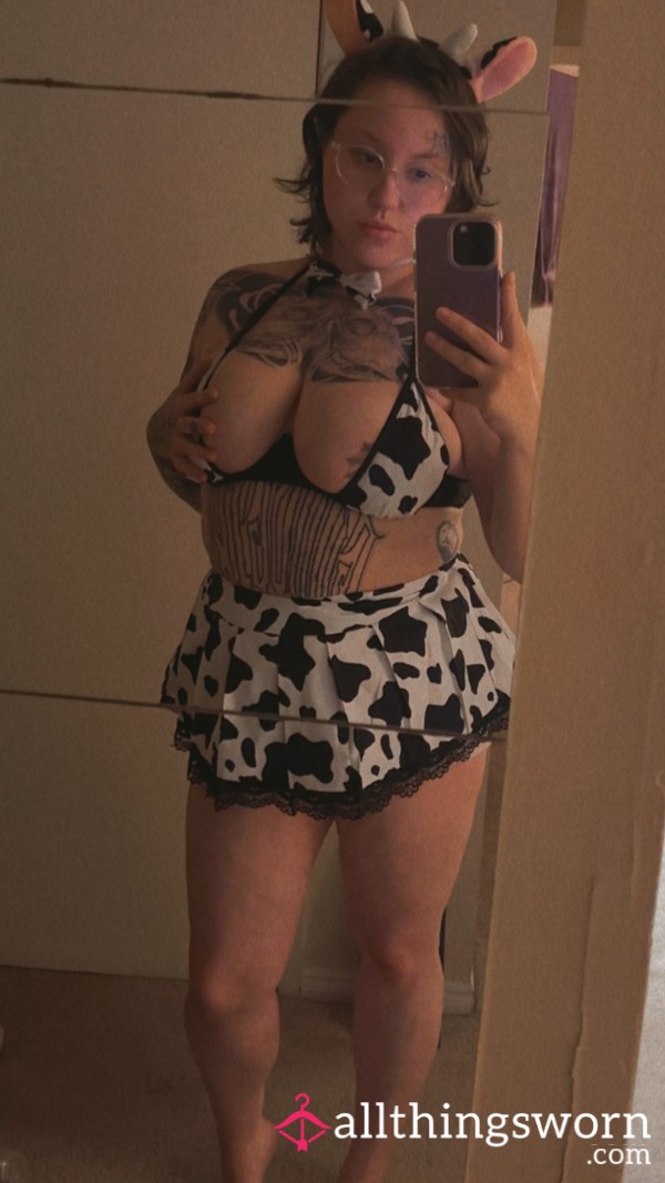Watch A S**y Cow Get A Facial From A C*m Shooting Toy 🖤