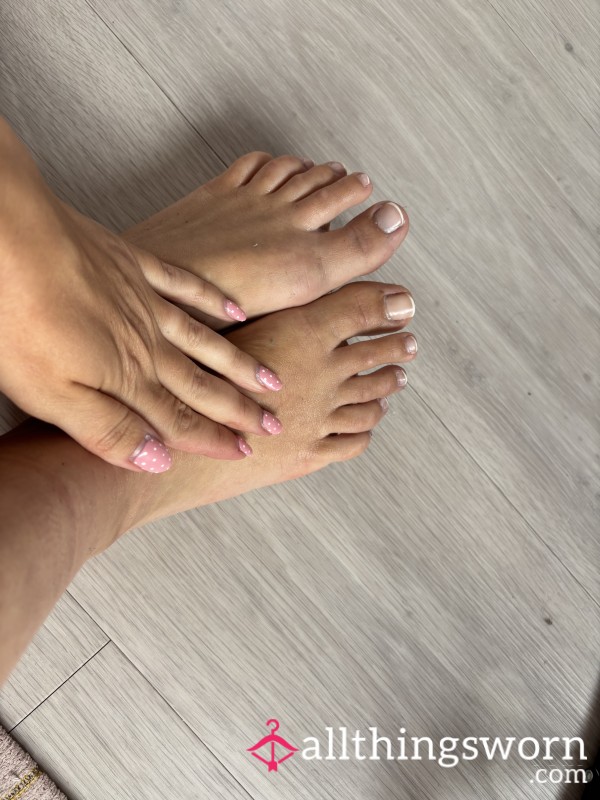 Watch As I Ma**age Cream Into My Cute Tanned Feet With French Tips🤤