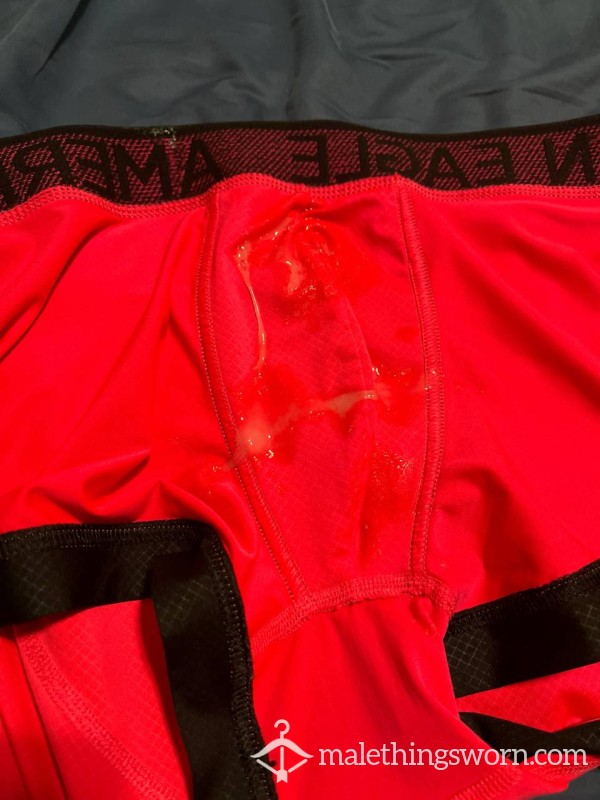 Watch Me Unload In These Pink AE Trunks With A Vibrating C*ck Ring.