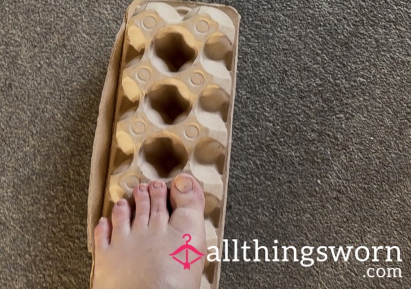Watch My Bare Feet Crush An Entire Egg Box