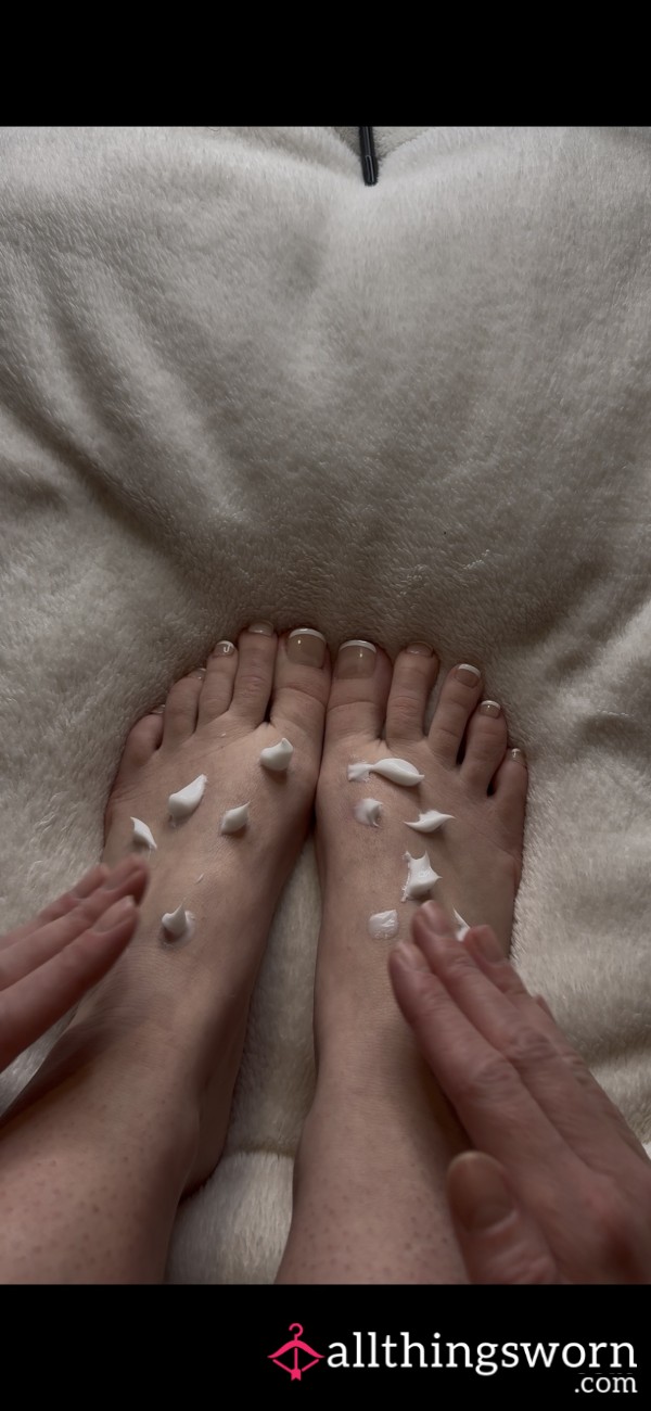 Watch My Fresh White Tipped Toes Get A Well Deserved Cream 💅💦
