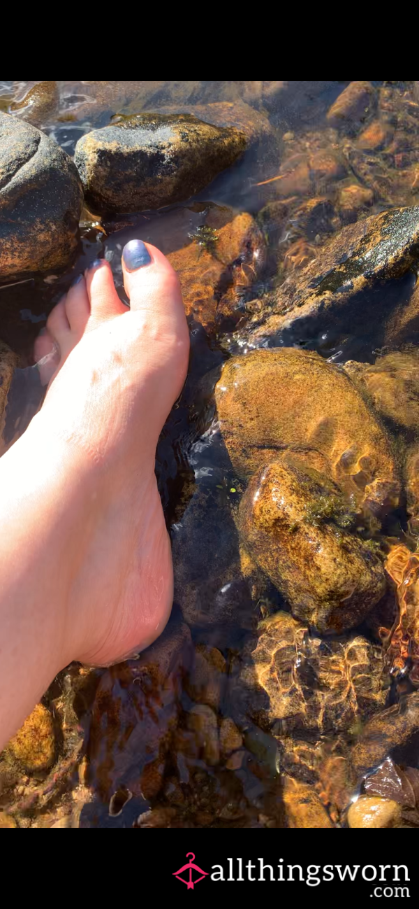 Water Trickling Over My Foot In Stream
