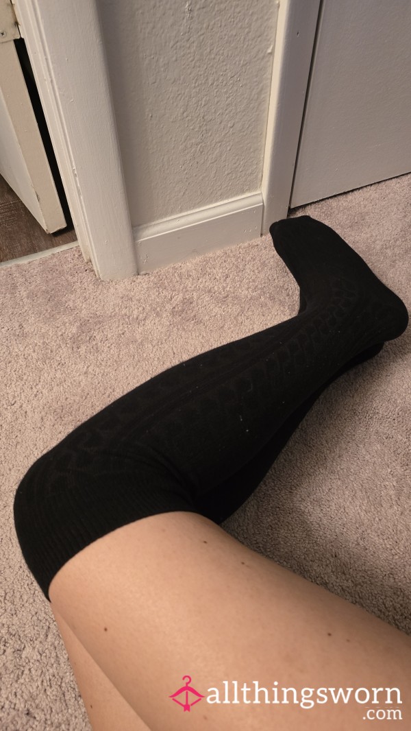 Wearing My Black Thigh High Socks