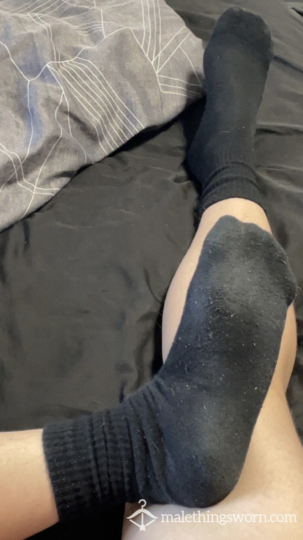 Week Worn Black Sports Socks