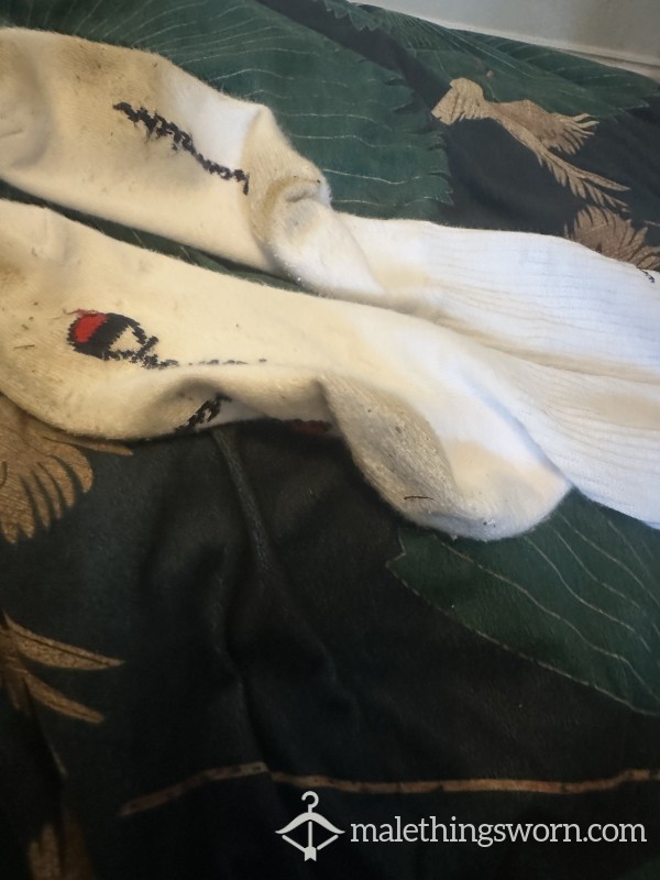Week Worn White Champion Sport Socks