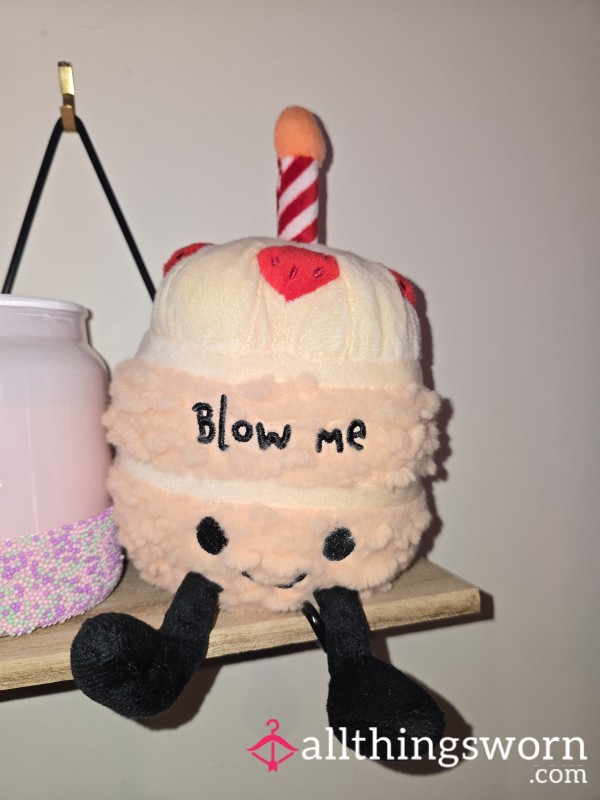 Weighted Blow Me Cupcake With Candle Plushie