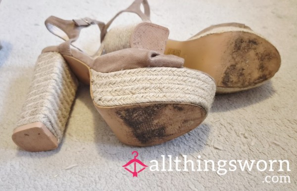 Well Loved And Worn Open Toe Heels