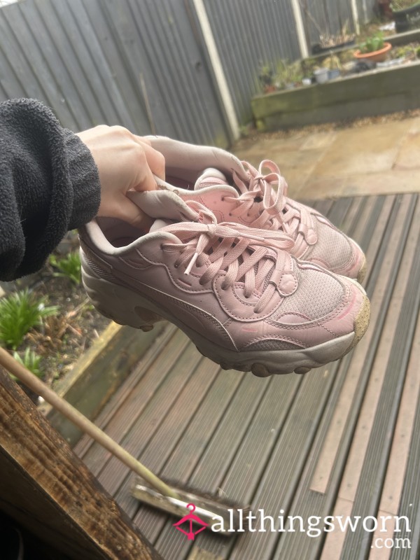 Well Loved And Worn Pink Puma Trainers