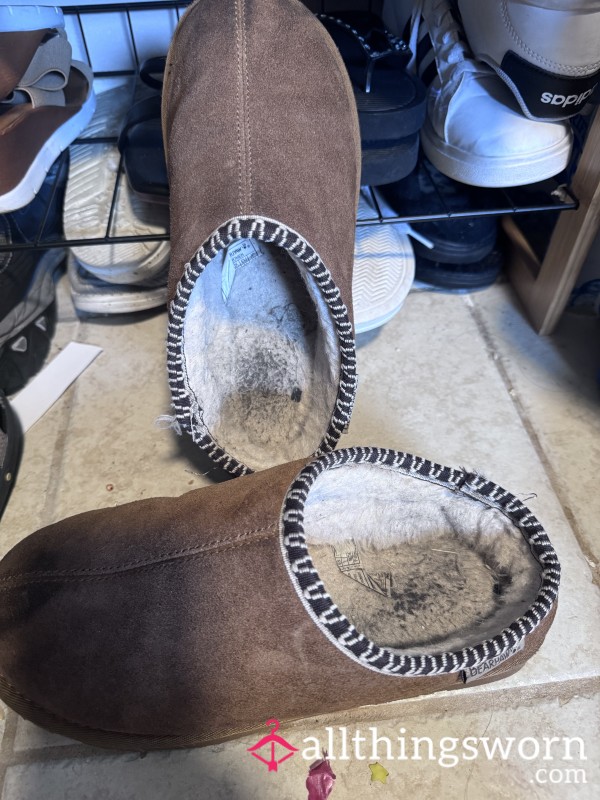 🔥 Well-Loved Cozy Slippers – Stained, Broken-In & Full Of Me 🔥