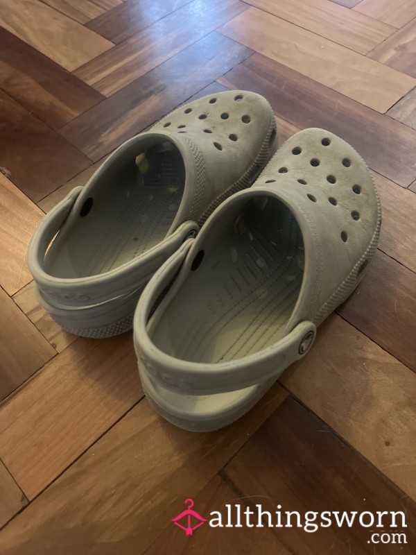 Well Loved Grey Crocs - Size 4
