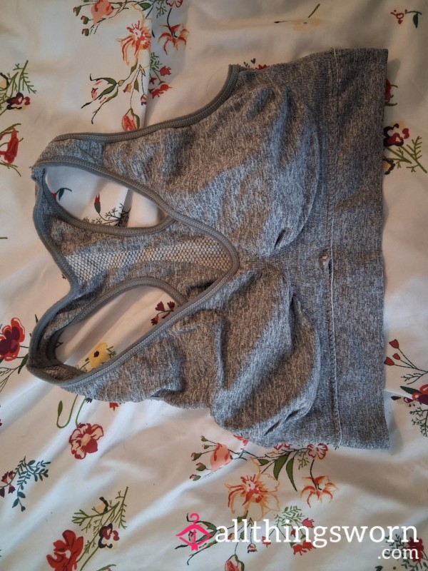 Well-Loved Grey Sports Bra – Worn, Soft & My Go-To Favorite