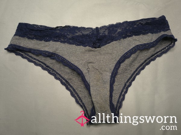 Well Loved Old Panties, Dark Blue Lace Bikini Cut